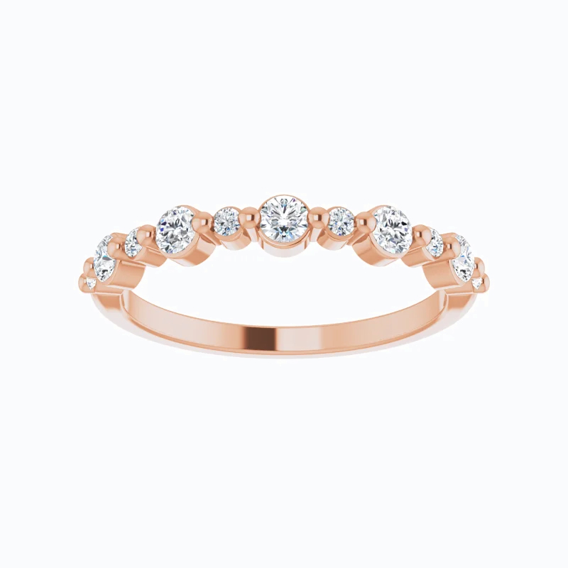 Bezel-set Diamond Rhythmic Wedding Band, 14k