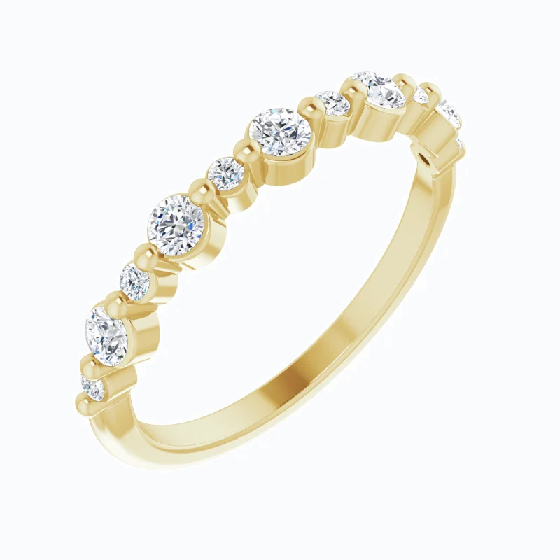 Celtic Inspired Rhythmic Diamond Band Ring, 14k Gold