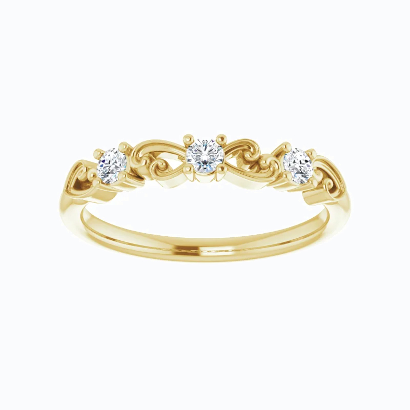 Open Scroll Motif Diamond Band, 14k Gold