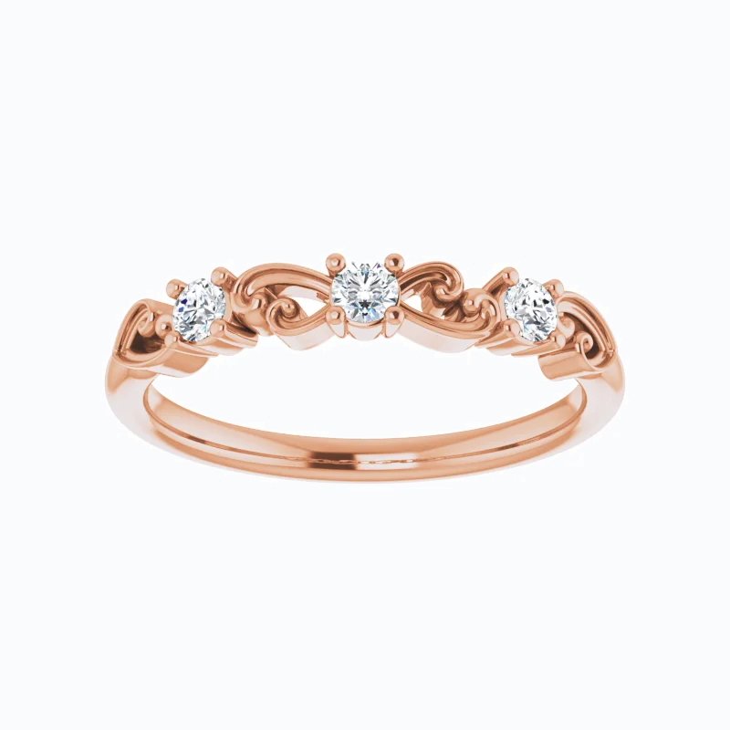 Open Scroll Motif Diamond Band, 14k Gold