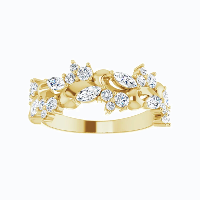 0.75 Carat Nature Inspired Diamond Anniversary Band, 14k Gold