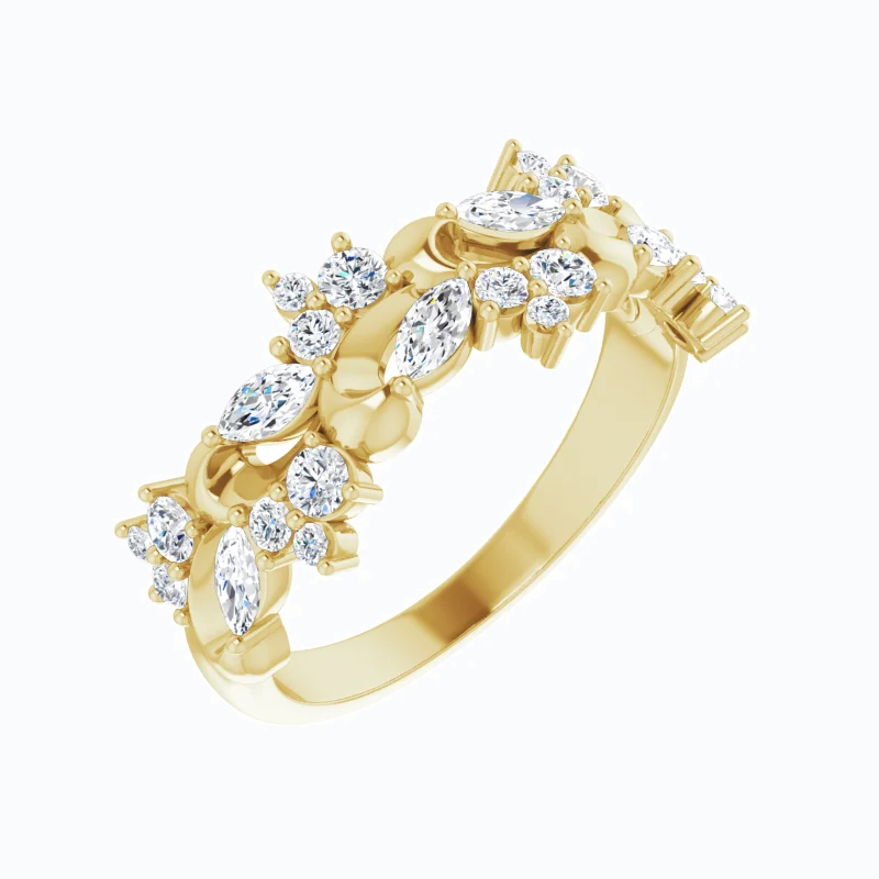 0.75 Carat Nature Inspired Diamond Anniversary Band, 14k Gold