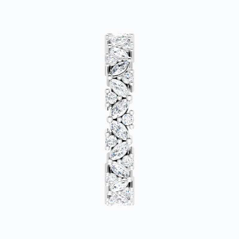 Marquise and Round Diamond Cluster Eternity Band, 14k Gold