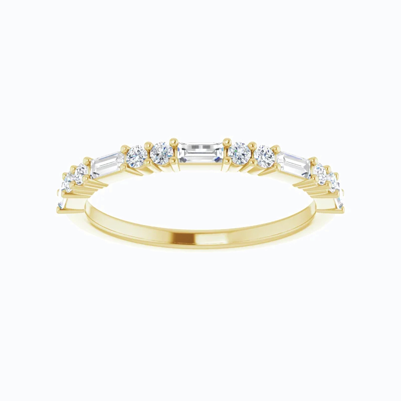 Baguette and Round Diamonds Anniversary Band, 14k Gold