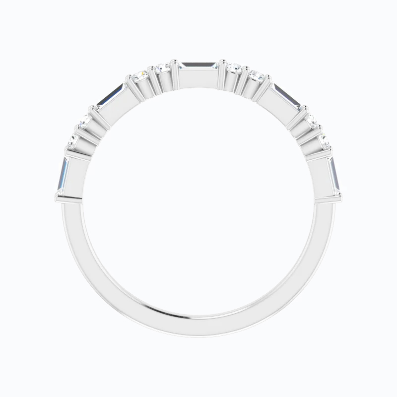 Baguette and Round Diamonds Anniversary Band, 14k Gold