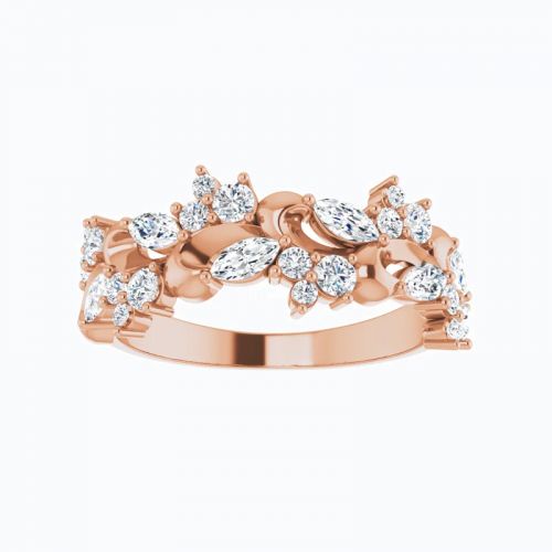 0.75 Carat Nature Inspired Diamond Anniversary Band, 14k Gold