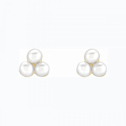 Pearl Cluster Earrings, 14k Yellow Gold