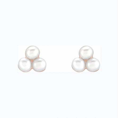 Pearl Cluster Earrings, 14k Rose Gold