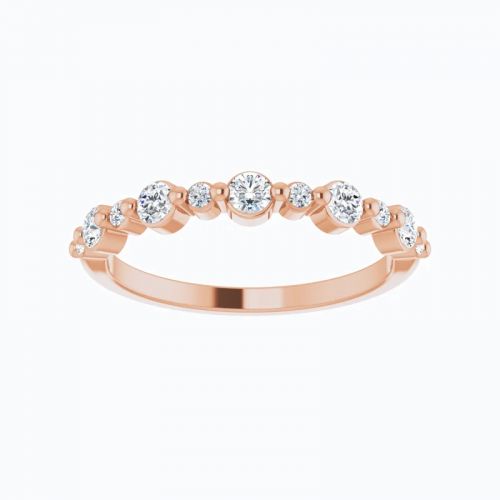 Bezel-set Diamond Rhythmic Wedding Band, 14k