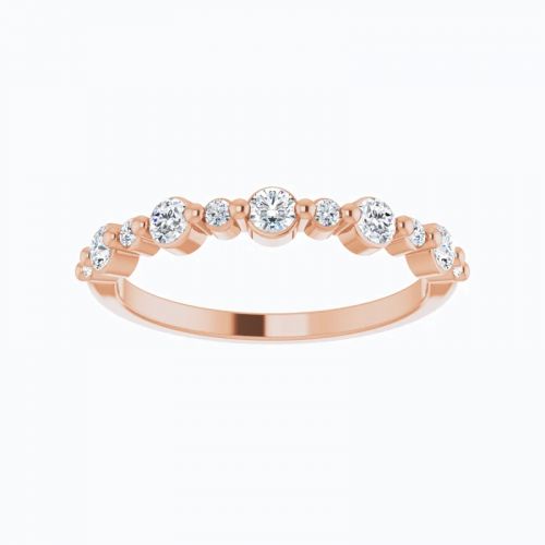 Celtic Inspired Rhythmic Diamond Band Ring, 14k Gold