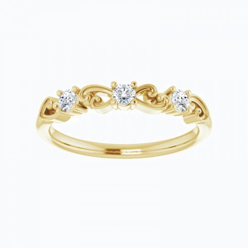 Open Scroll Motif Diamond Band, 14k Gold