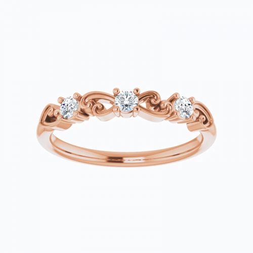 Open Scroll Motif Diamond Band, 14k Gold