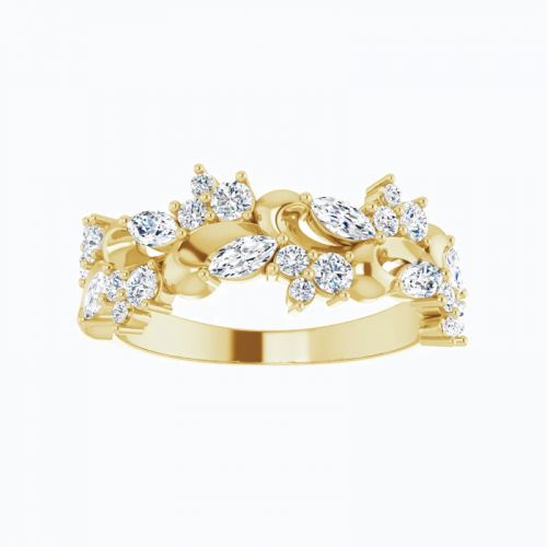 0.75 Carat Nature Inspired Diamond Anniversary Band, 14k Gold