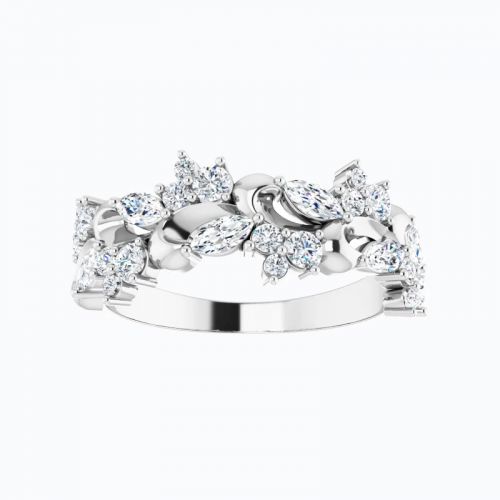 0.75 Carat Nature Inspired Diamond Anniversary Band, 14k Gold