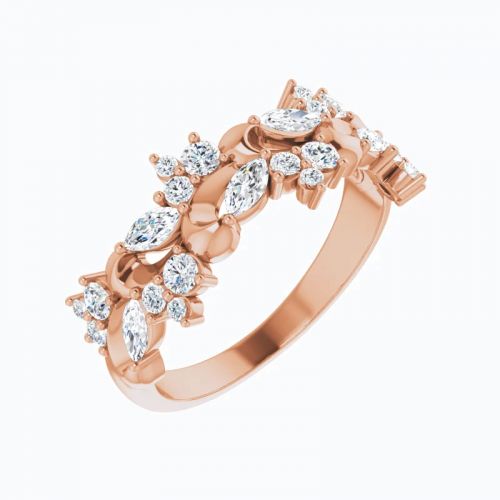 0.75 Carat Nature Inspired Diamond Anniversary Band, 14k Gold