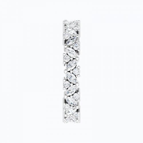 Marquise and Round Diamond Cluster Eternity Band, 14k Gold