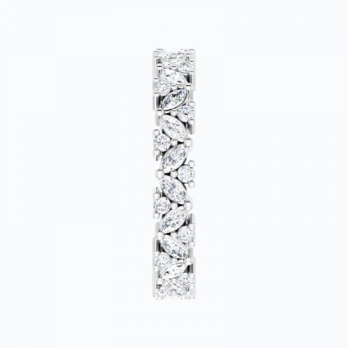 Marquise and Round Diamond Cluster Eternity Band, 14k Gold