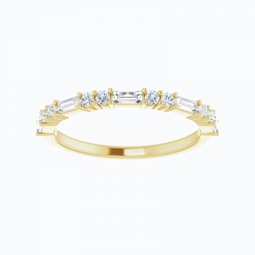 Baguette and Round Diamonds Anniversary Band, 14k Gold