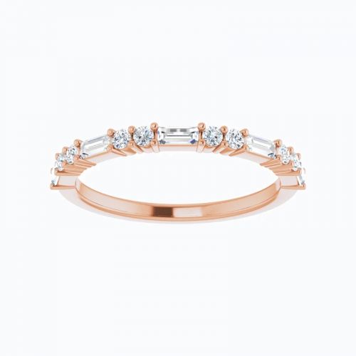 Baguette and Round Diamonds Anniversary Band, 14k Gold