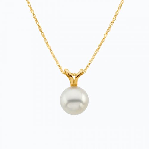 Akoya Cultured Pearl Pendant Necklace, 14k Yellow Gold