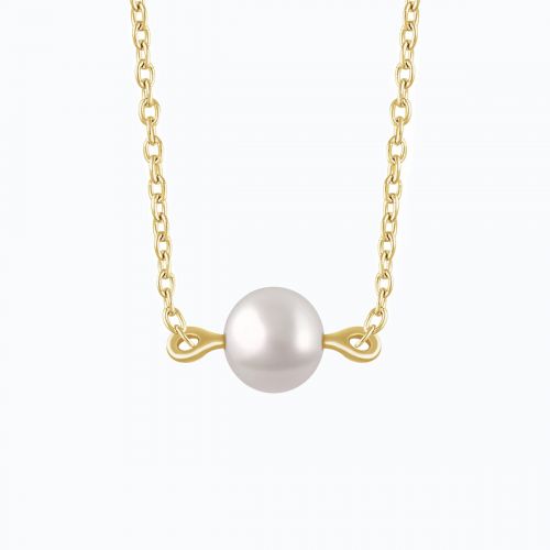 Freshwater Pearl Solitaire Necklace, 14k Yellow Gold