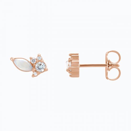 Natural Australian Opal and Diamond Cluster Earrings