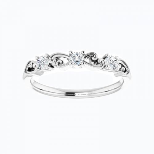 Open Scroll Motif Diamond Band, 14k Gold