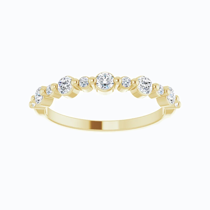 Bezel-set Diamond Rhythmic Wedding Band, 14k