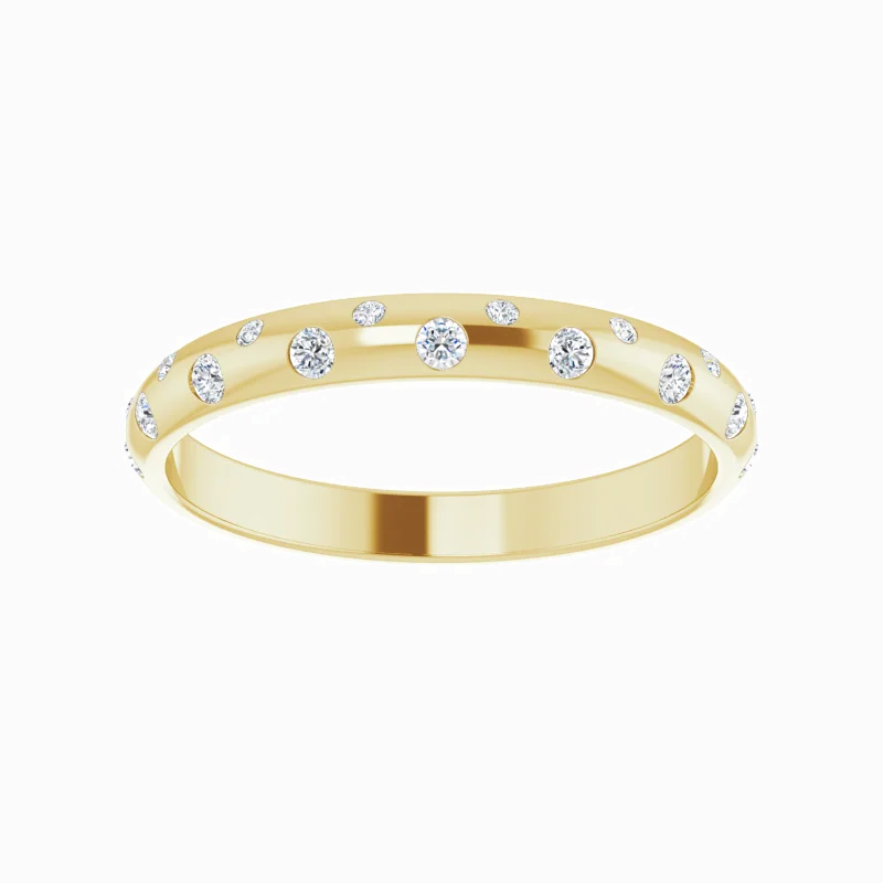 Diamond Accented Stackable Band Ring, 14k Gold