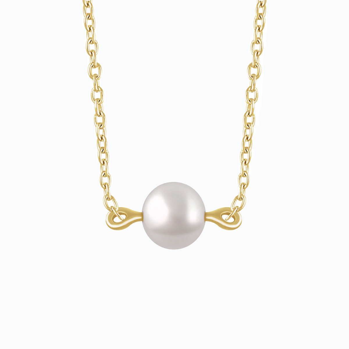 Freshwater Pearl Solitaire Necklace, 14k Yellow Gold