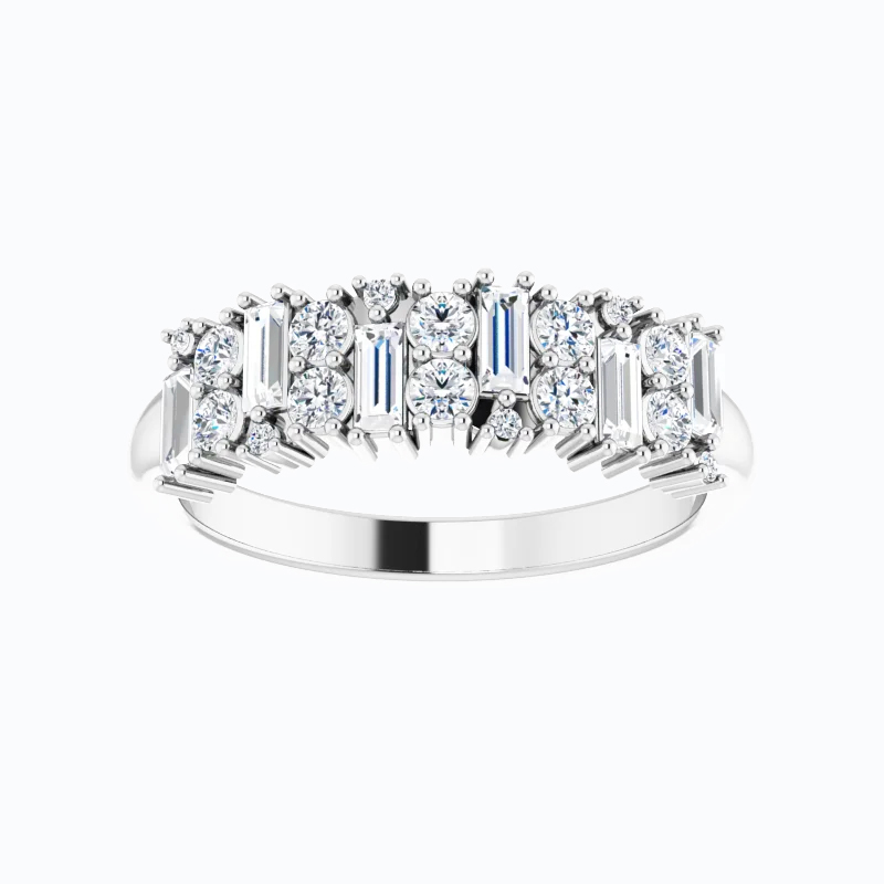 Ru Collection Beautiful Unique Style Silver Polished Double Diamond Rings |  Couple Rings | Valentine Gifts