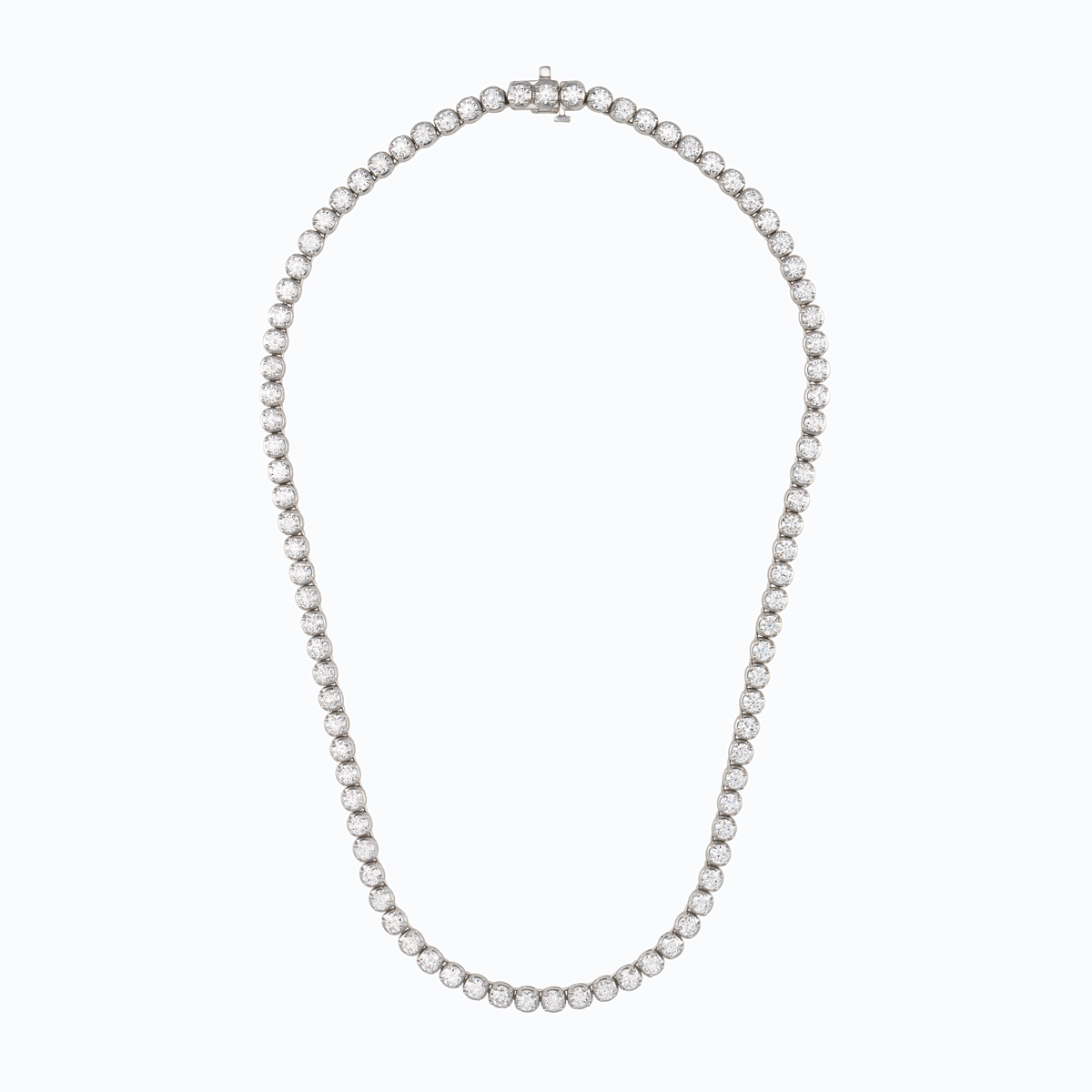 20 Carat Lab-grown Diamond Riviere Necklace, 14k White Gold