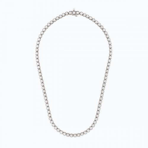20 Carat Lab-grown Diamond Riviere Necklace, 14k White Gold