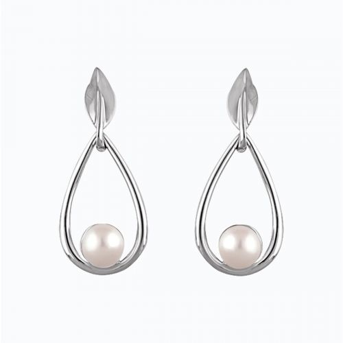 Cultured Pearl Dangle Earrings, 14k White Gold
