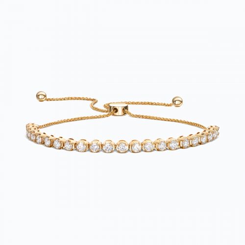 Lab-grown Diamond Half Tennis Bracelet with Bolo Clasp, 14k Yellow Gold