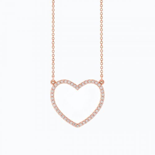 Natural Diamond Heart Pendant, 14k Rose Gold