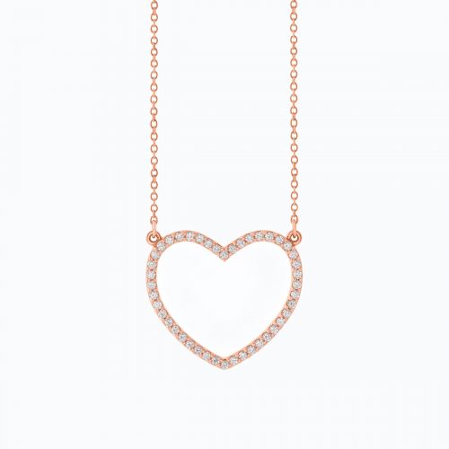 Natural Diamond Heart Pendant, 14k Rose Gold