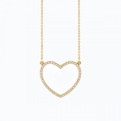 Natural Diamond Heart Pendant, 14k Yellow Gold