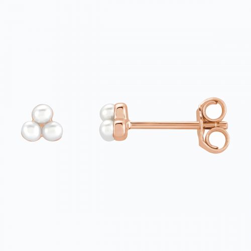 Pearl Cluster Earrings, 14k Rose Gold