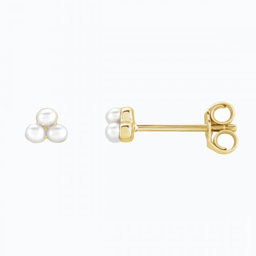 Pearl Cluster Earrings, 14k Yellow Gold
