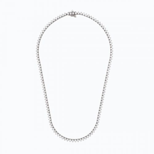 Three-Prong Lab-grown Diamond Riviere Necklace, 13.5 carts, 14k White Gold