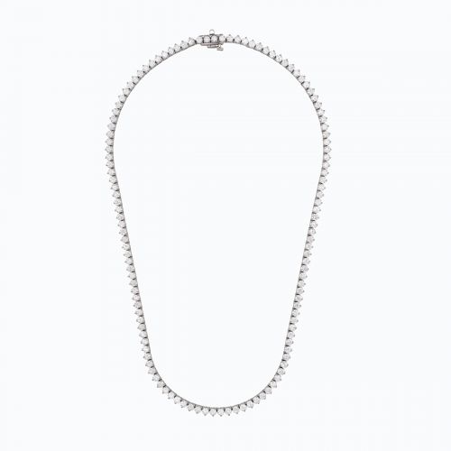 Three-Prong Lab-grown Diamond Riviere Necklace, 13.5 carts, 14k White Gold