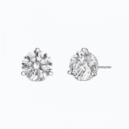 Three-Prong Martini Lab-grown Diamond Stud Earrings, 14k White Gold