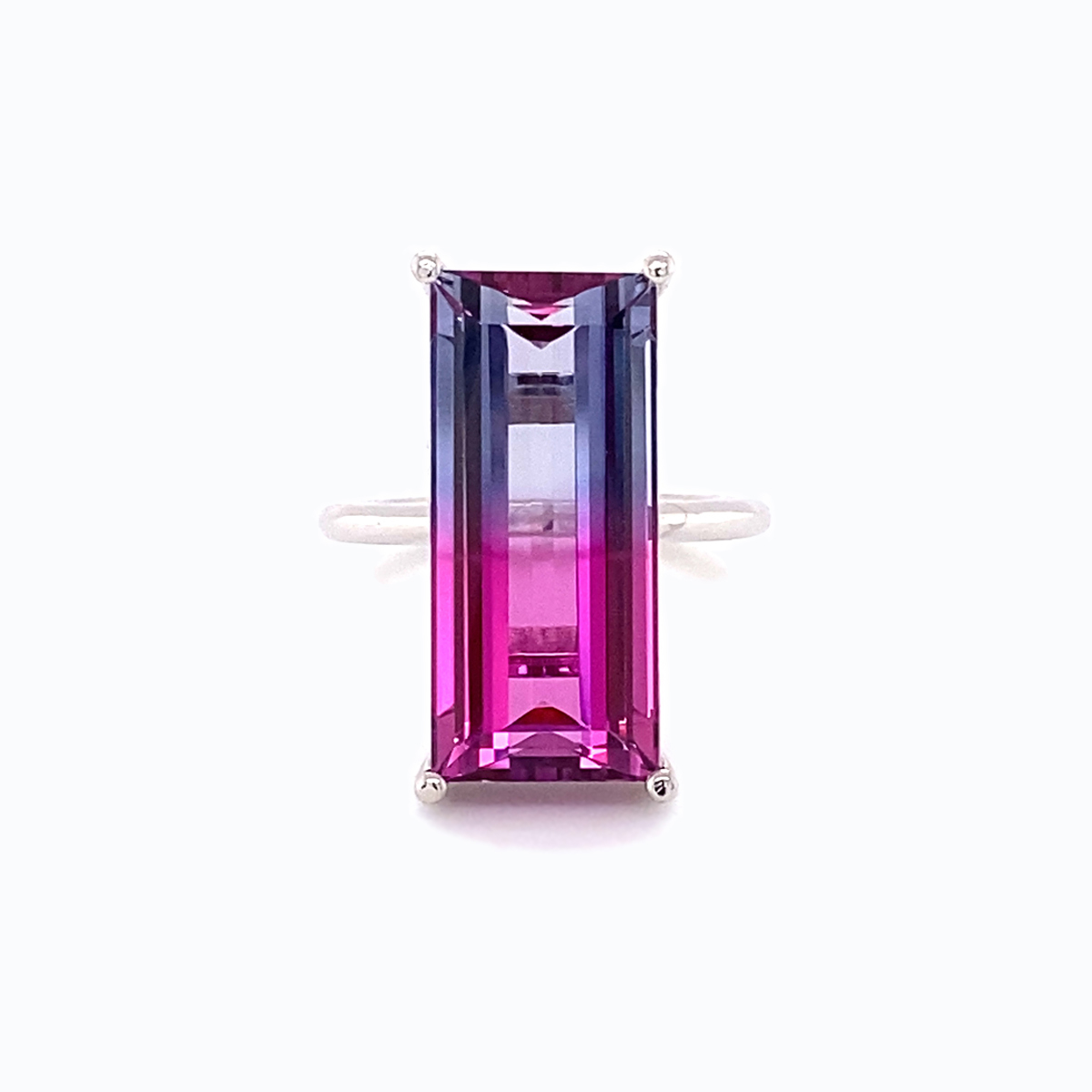 Bi-color Violet Tourmaline Fashion Ring with Diamond Accents, 18k Gold