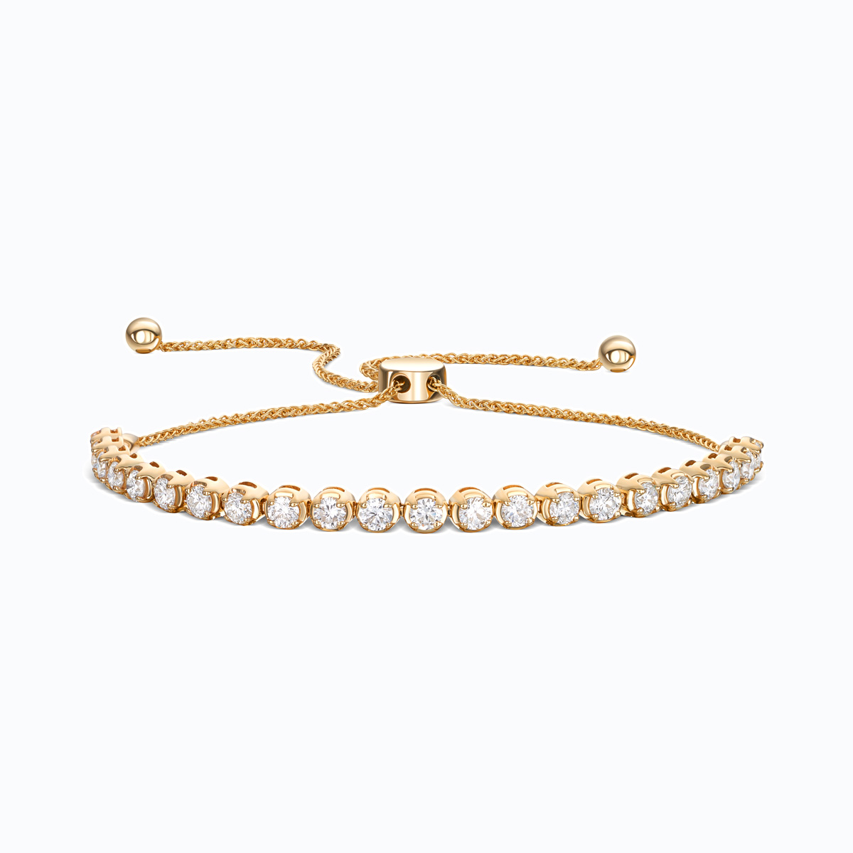 Lab-grown Diamond Half Tennis Bracelet with Bolo Clasp, 14k Yellow Gold