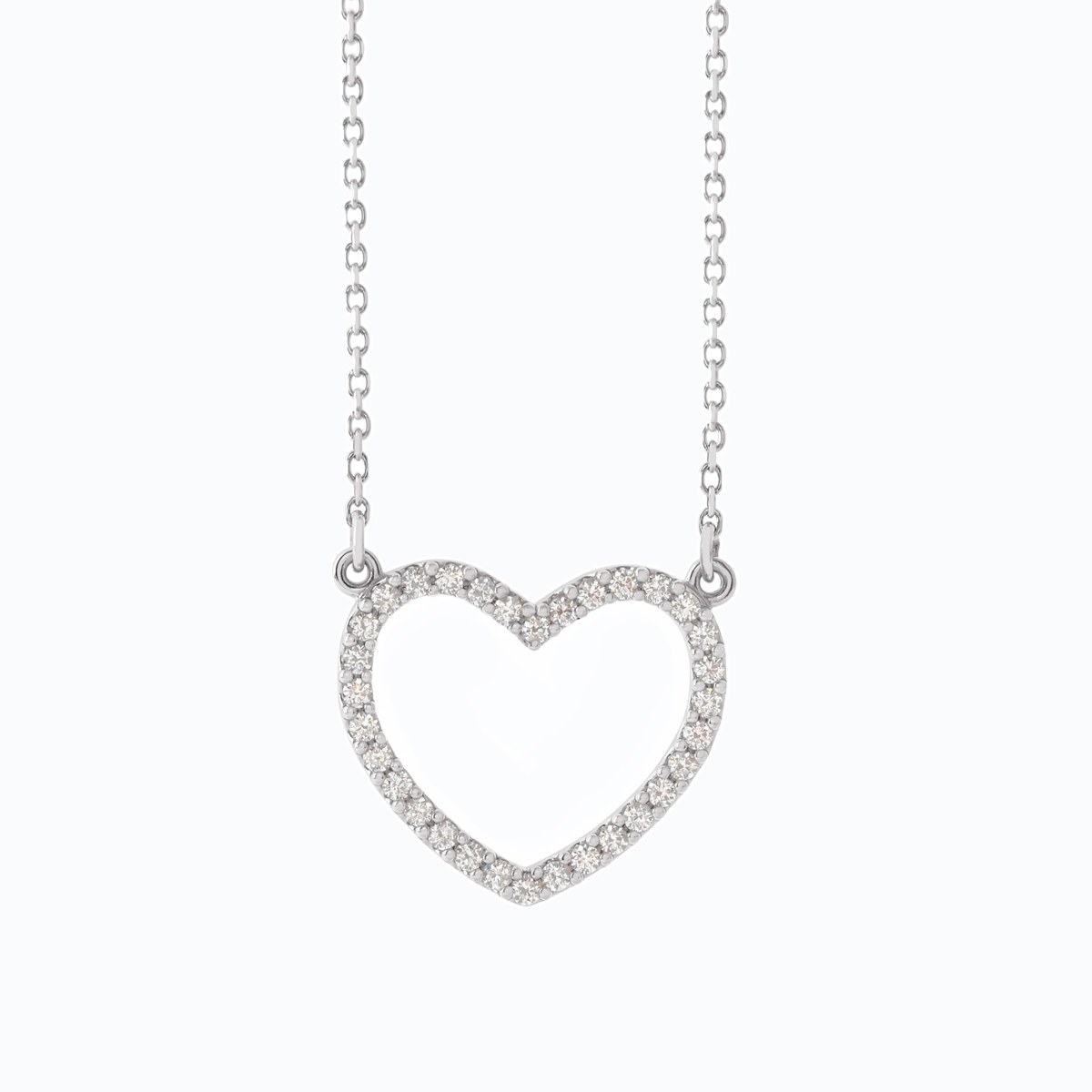 Diamond Heart Pendant, 14k White Gold
