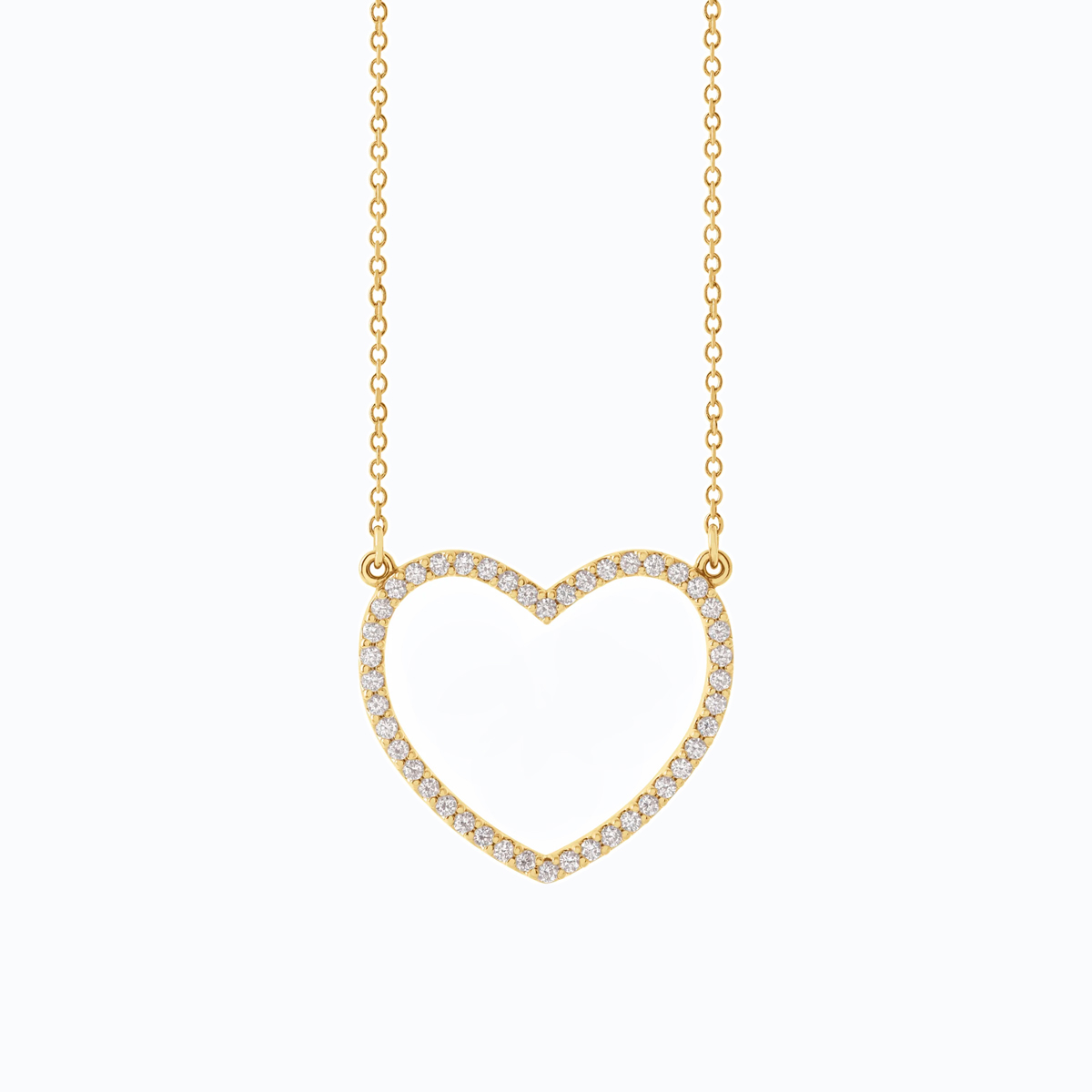 Natural Diamond Heart Pendant, 14k Yellow Gold