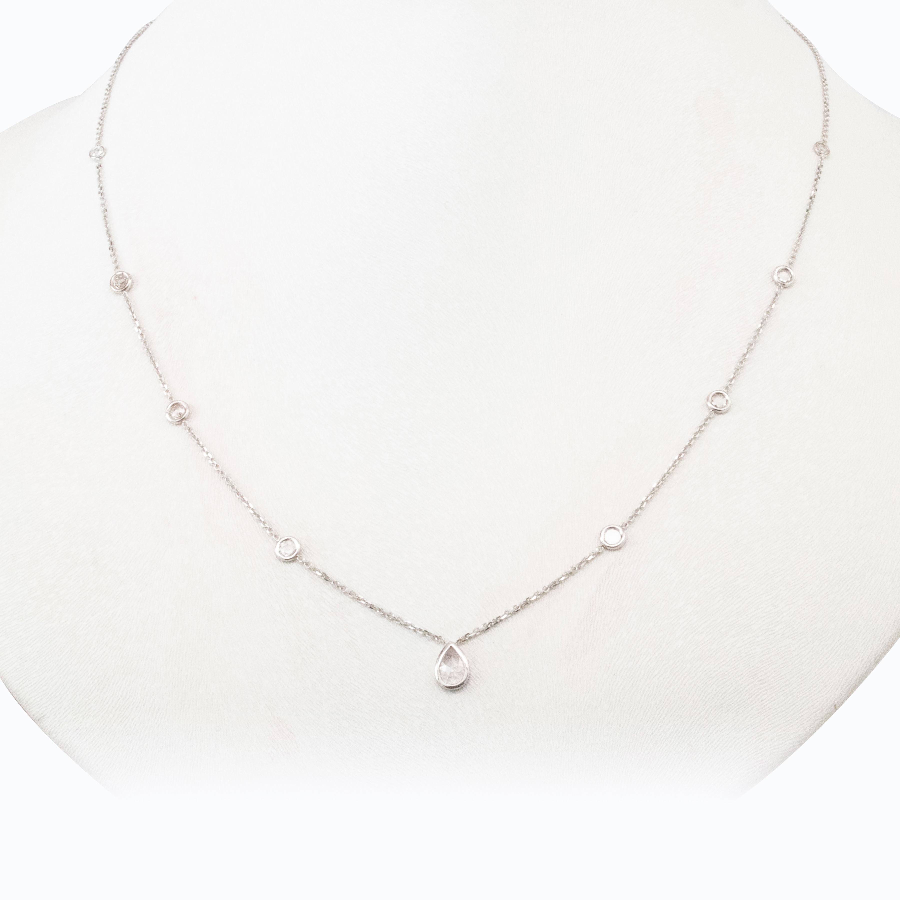 Yard Necklace, 14k White Gold