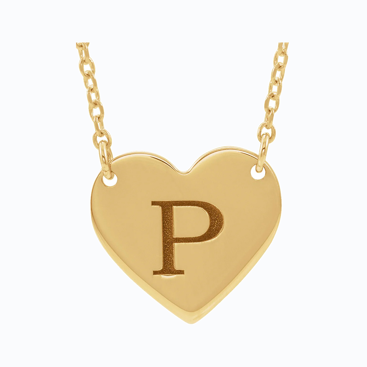 Engravable Heart Necklace, 14k Yellow Gold