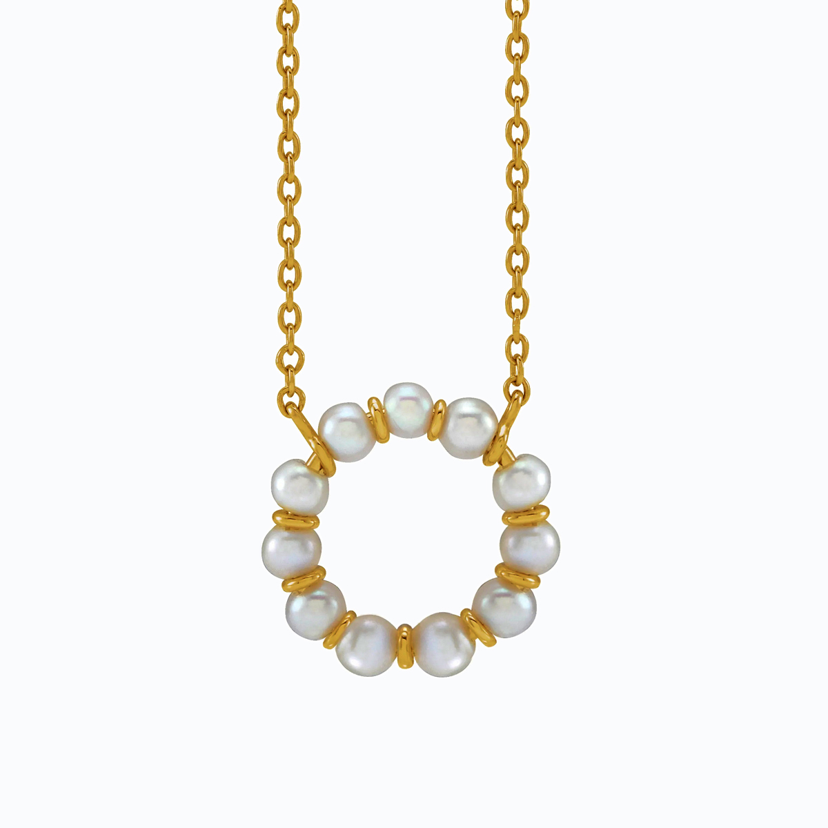 Freshwater Pearl Circle Necklace, 14k Yellow Gold
